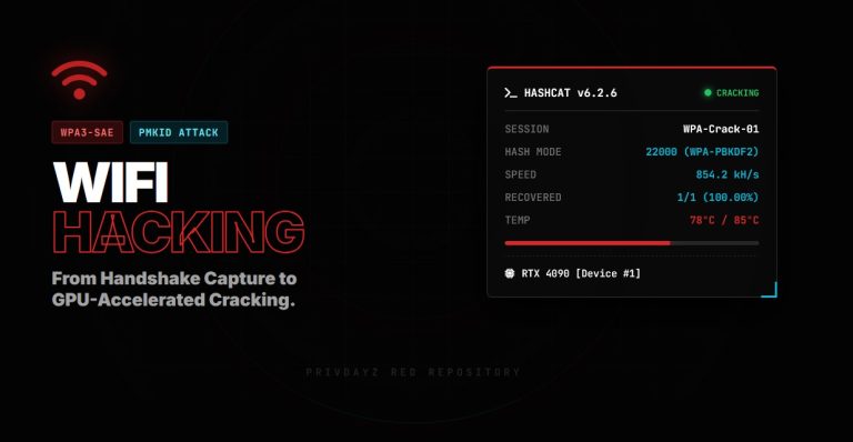WiFi Penetration Testing in 2026: From PMKID Extraction to GPU-Accelerated Cracking